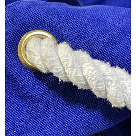 Seas The Day Trina Turk Canvas Beach Bag Blue White Tote Cruise - Picture 3 of 5